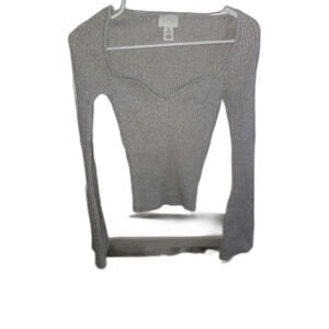 H&M Sparkly Silver Ribbed Sweater Size S